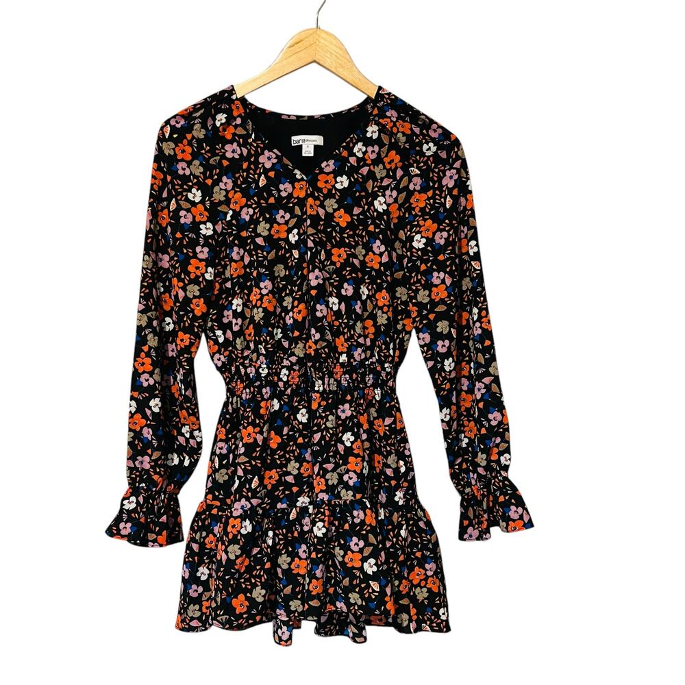 Bar III Floral Long Sleeve V Neck Mini Dress Size S Small - Picture 2 of 7